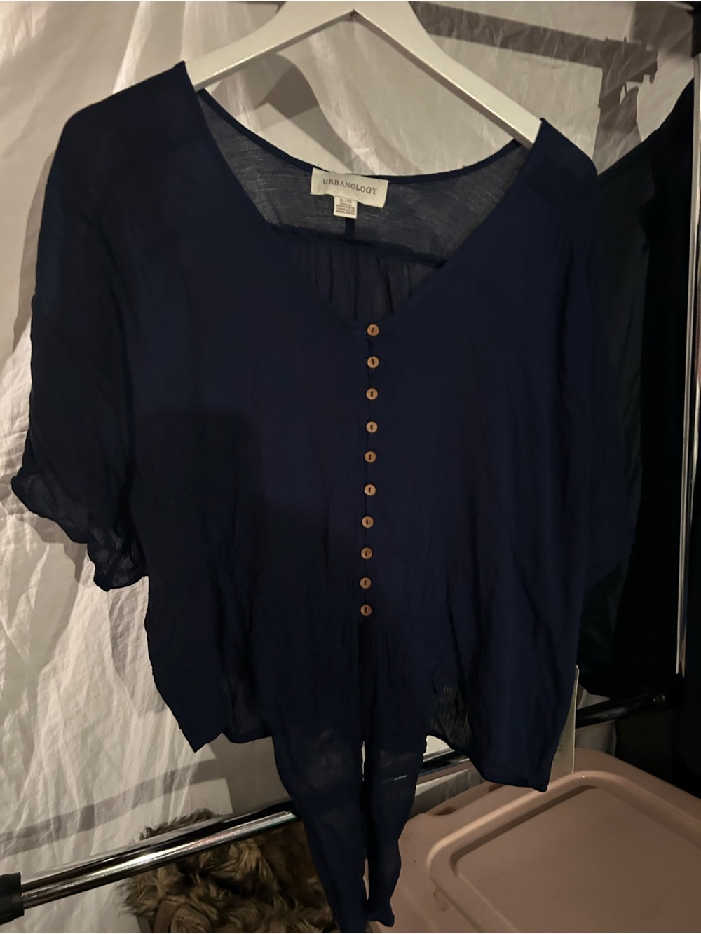 Urbanology Navy V-Neck Button-Front Women’s Blouse
